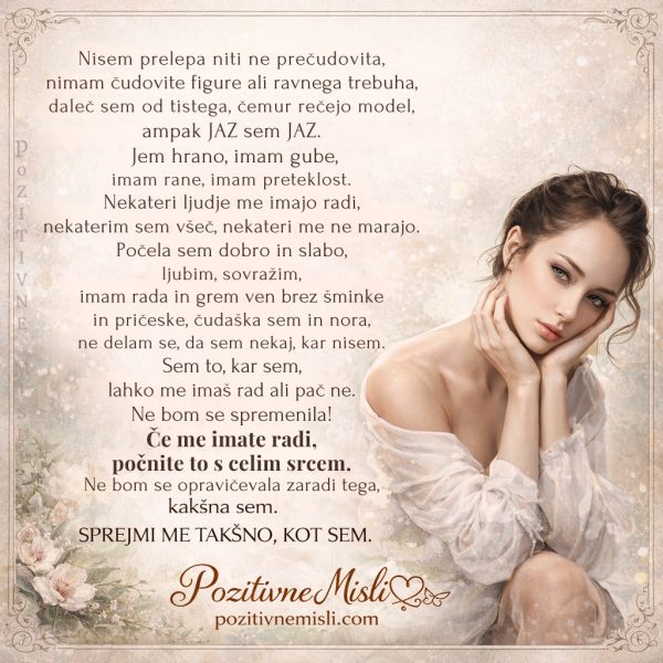 Nisem prelepa niti ne prečudovita - misli o  življenju