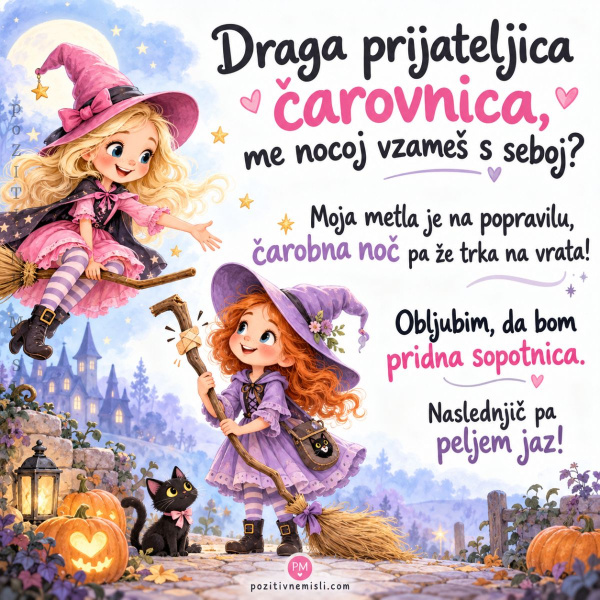 Noč čarovnic – smešno voščilo za prijateljico