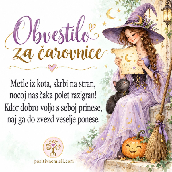 Obvestilo za čarovnice – zabavni verzi za noč čarovnic