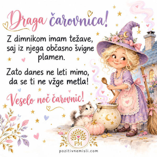 Draga čarovnica – šaljivo voščilo za noč čarovnic