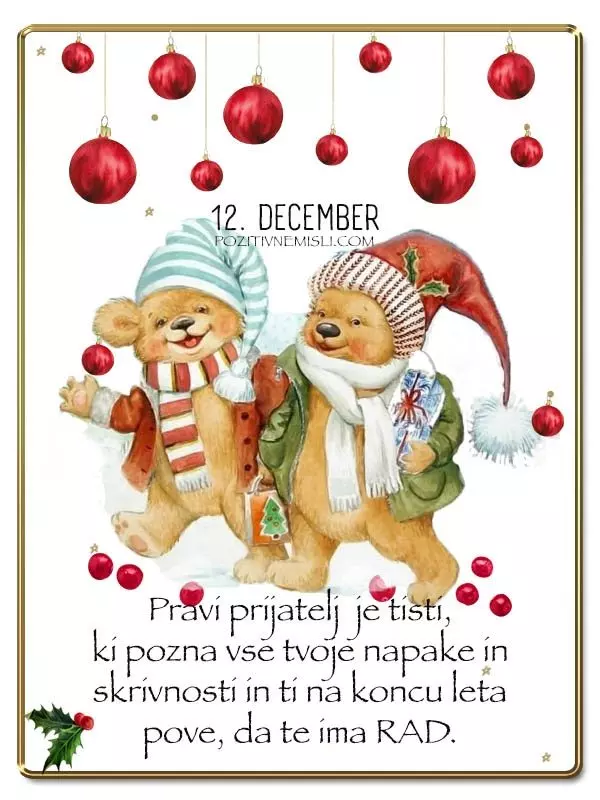 12. DECEMBER - Božični verzi - Adventni koledar lepih misli in želja