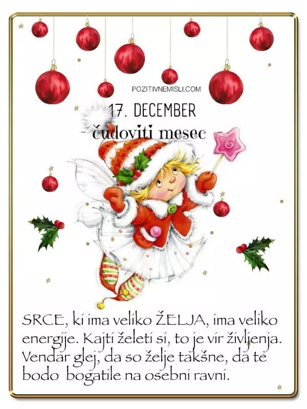 17. DECEMBER - Adventni koledar lepih misli in želja