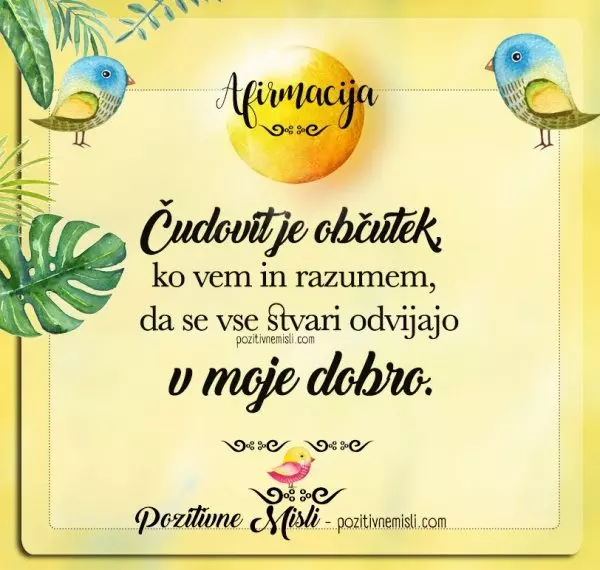 Afirmacija: STVARI se odvijajo v moje dobro