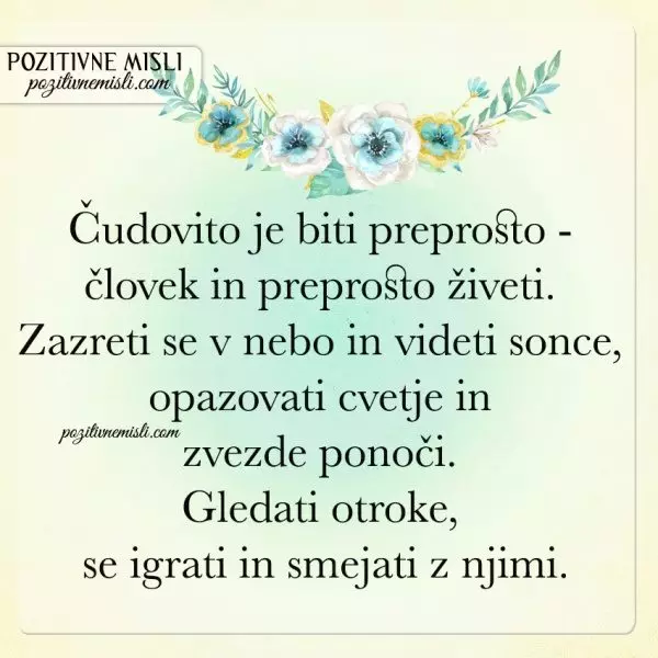 Čudovito je biti preprosto - človek in preprosto živeti