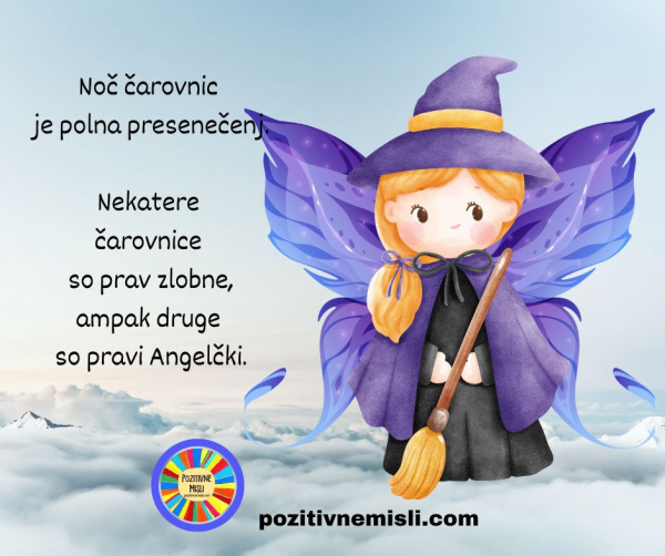 Angel na metli - noč čarovnic - verzi in misli