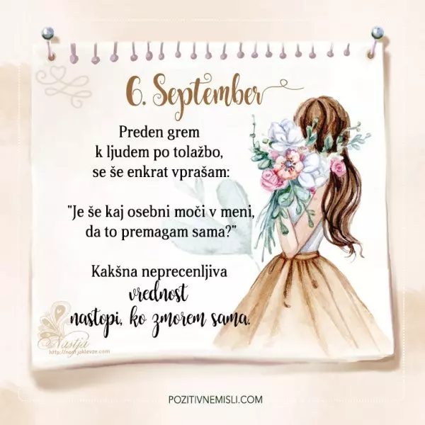 6. September - Pozitivčica - Misel dneva - Nastja
