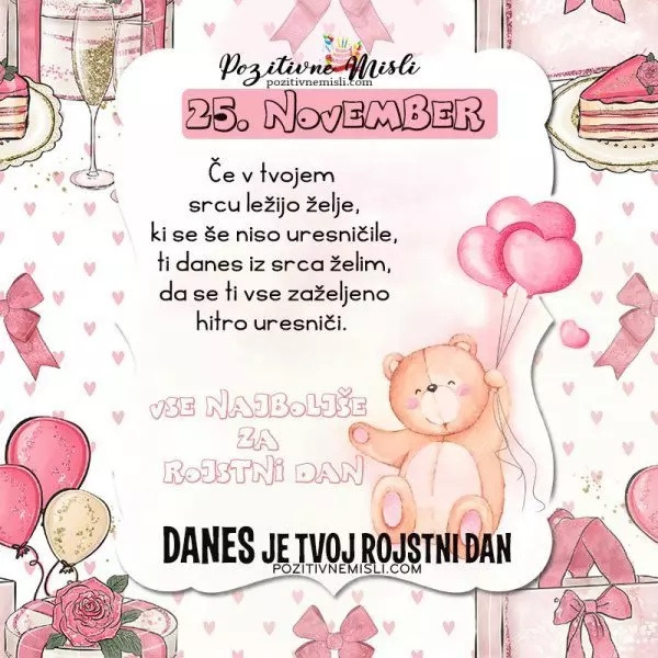 25. november- voščilo za rojstni dan - Pozitivčica