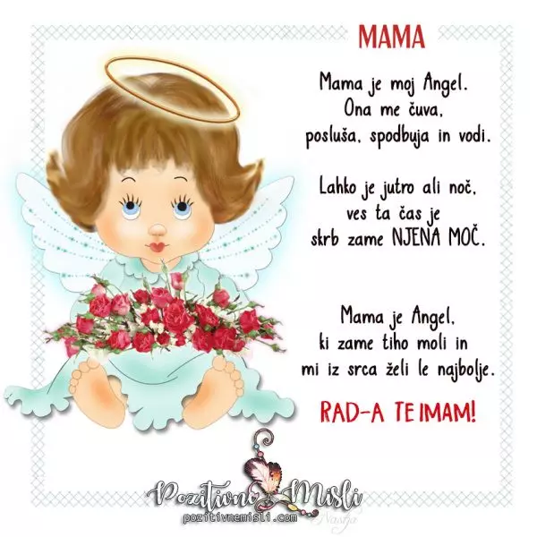 Mama je moj angel - lepe misli za mamo