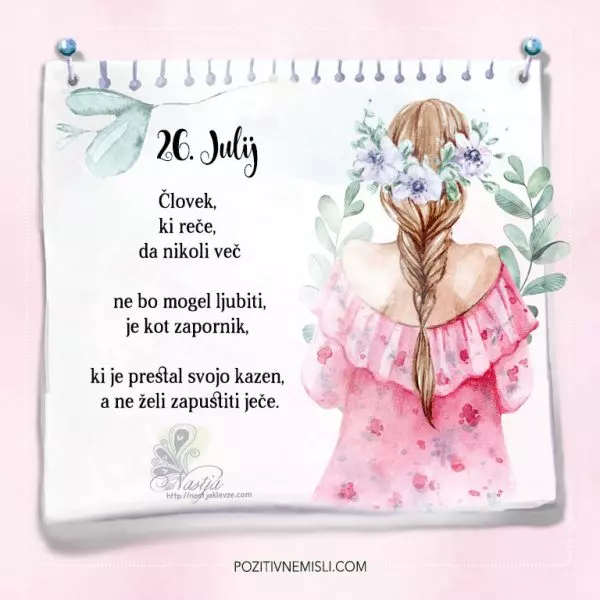 26. julij - Pozitivčica - Misel dneva - Nastja Klevže