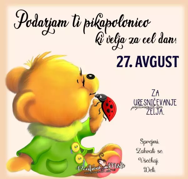 27. avgust - 🐞 pikapolonica za današnji dan
