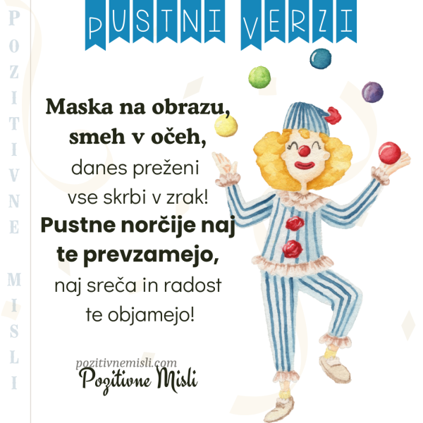 Pustni verzi – Maska na obrazu, smeh v očeh! 🎭✨