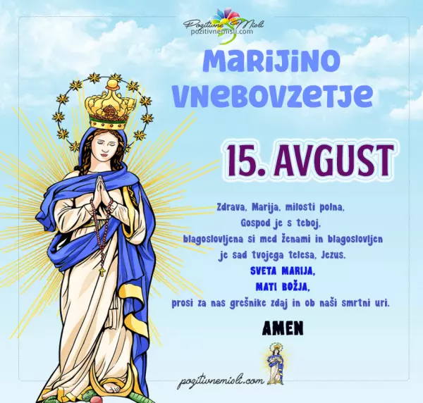 15. avgust - MARIJINO VNEBOVZETJE - Marija za srečo