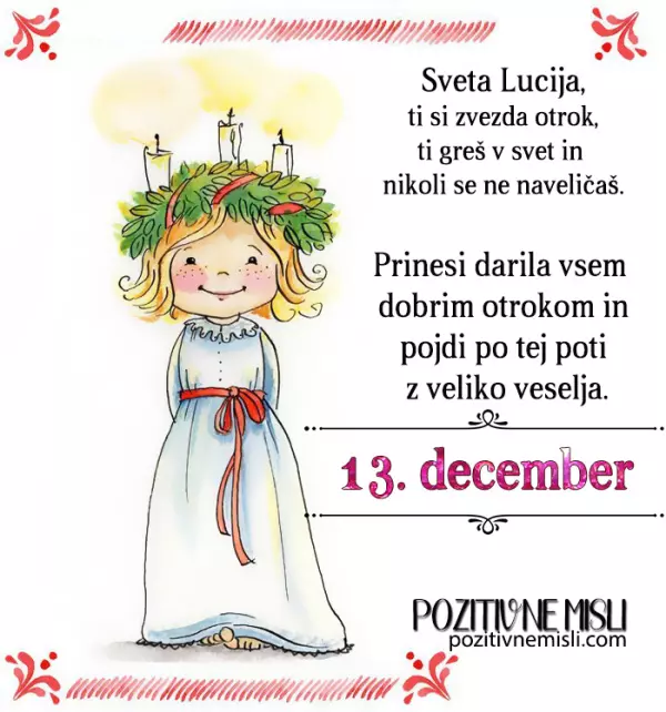 13. december - Sveta Lucija, ti si zvezda otrok
