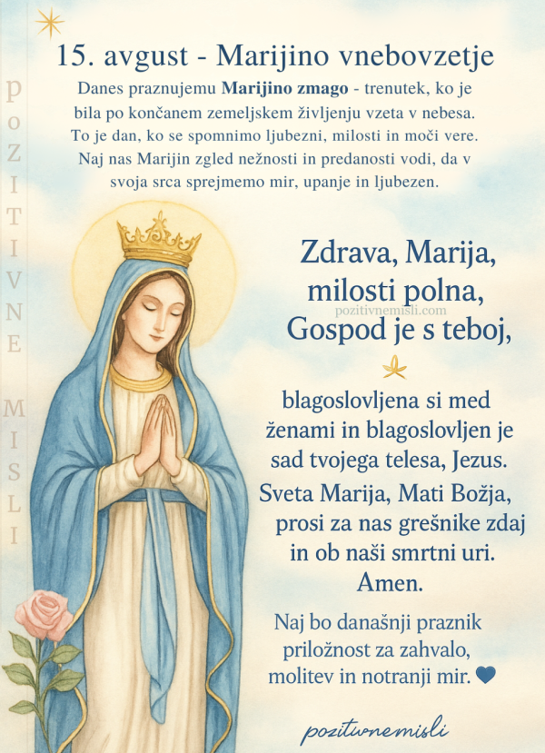 15. avgust – Marijino vnebovzetje: praznik ljubezni, vere in miru