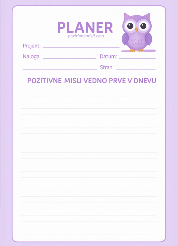 Planer pozitivne misli – vedno prve v dnevu