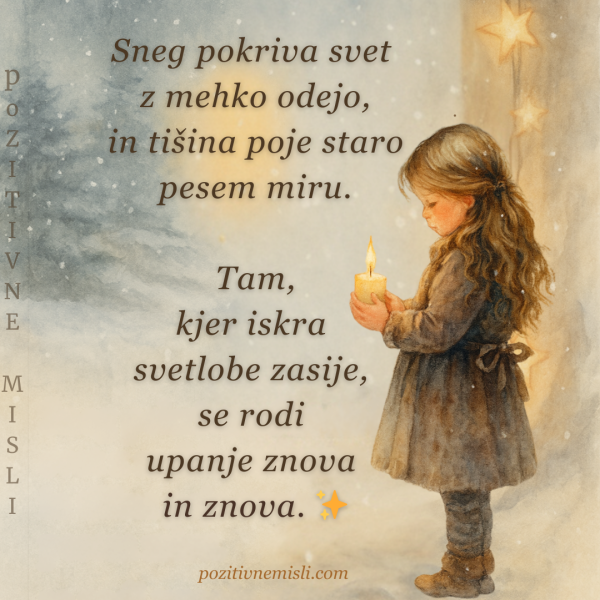 Sneg pokriva svet z mehko odejo – misel o miru in upanju