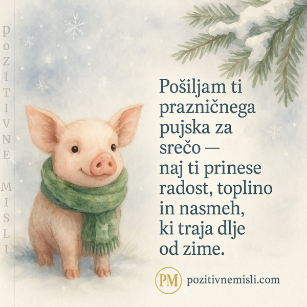 Pošiljam ti prazničnega pujska za srečo - novoletne misli in verzi