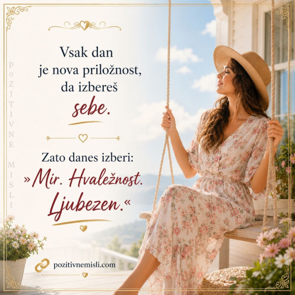Vsak dan je nova priložnost mir ljubezen