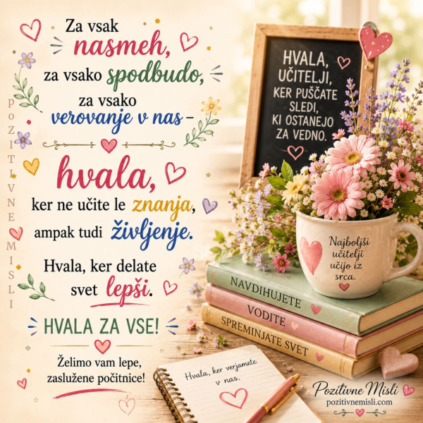 Misli za učitelje - Hvala za vse življenjske lekcije