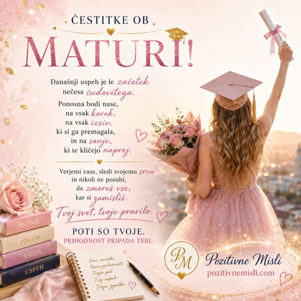 Čestitke ob maturi – najlepši verzi in misli za maturantko