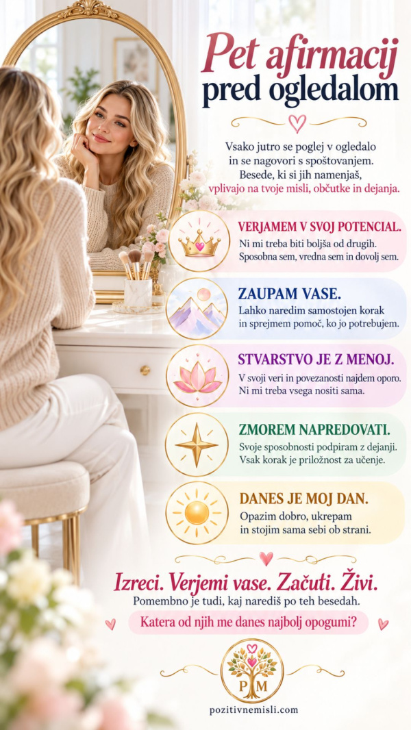 Pet afirmacij pred ogledalom za več samozavesti