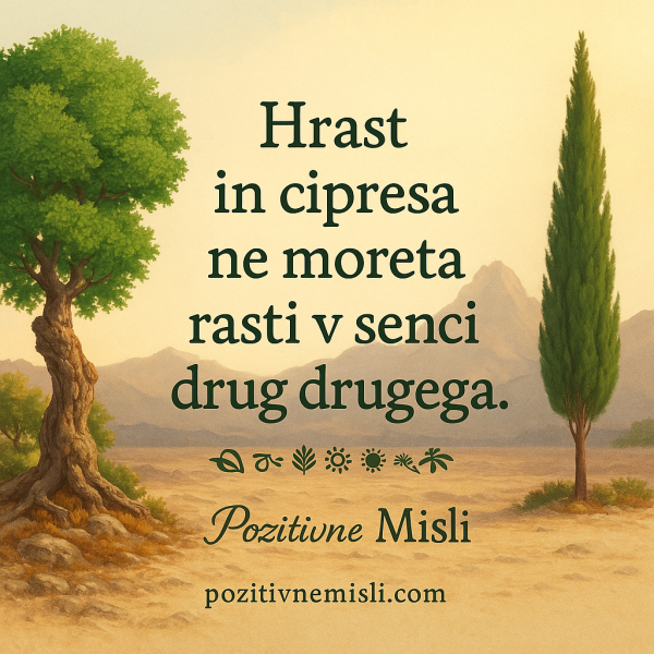 Hrast in cipresa ne moreta rasti v senci drug drugega